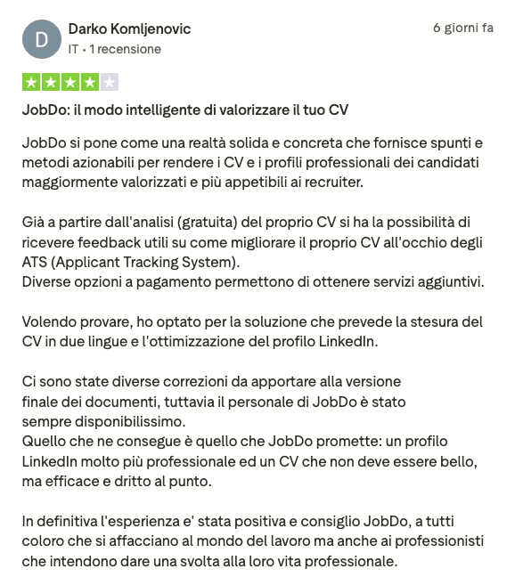 Recensione Trustpilot